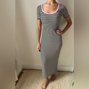 Ottodame Black and White Striped Midi Dress (Size 6/SM)